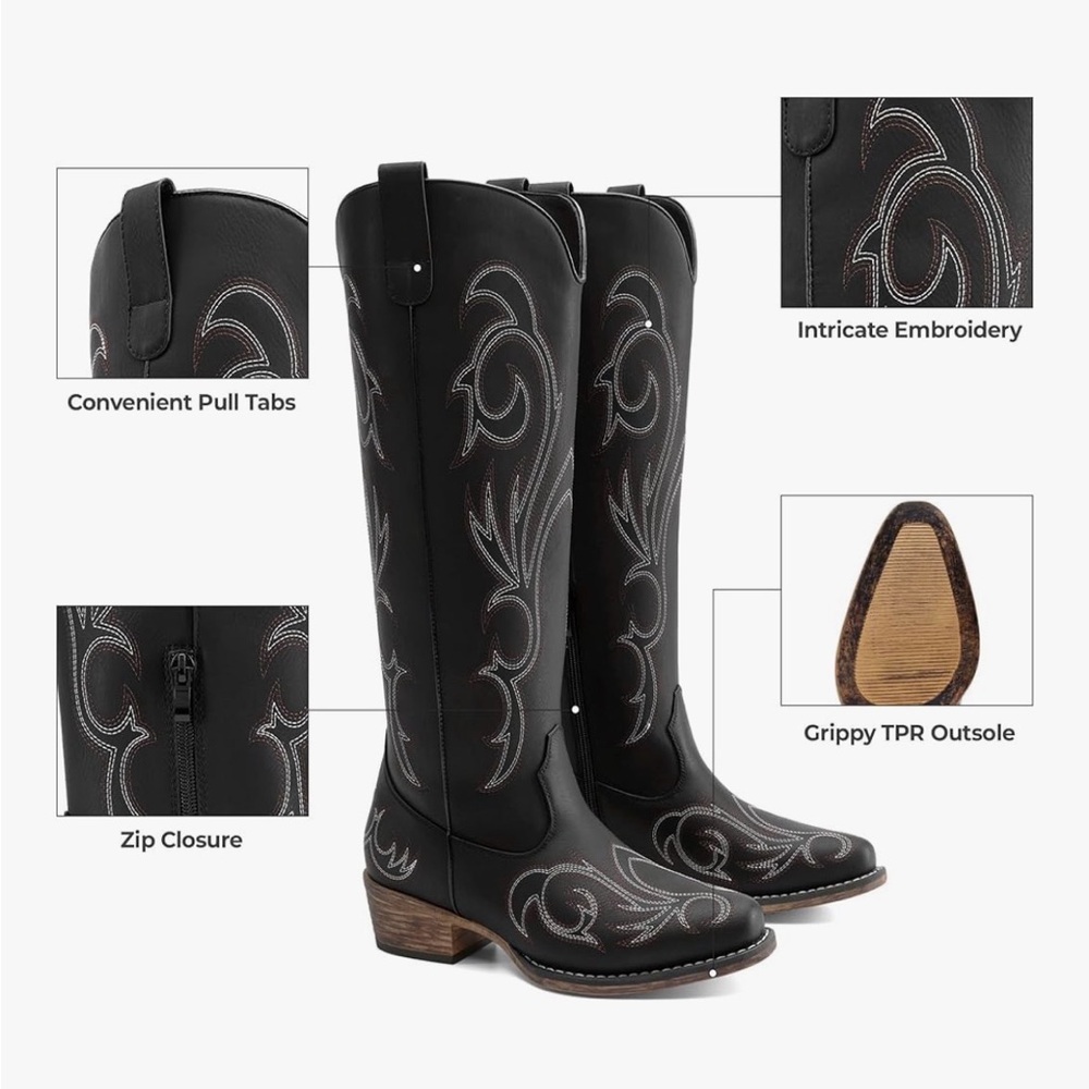 Dream Pairs Black Cowgirl boots - Picture 2 of 8